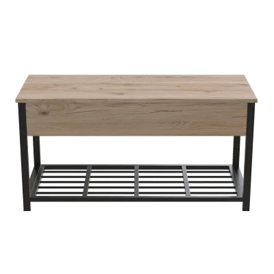 Банкетка с ящиком Ferrum-decor Дрейк 1 550x1000x400 металл Черный ДСП Дуб Сан-Марино 16 мм (DRE0002)