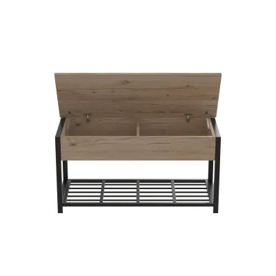 Банкетка с ящиком Ferrum-decor Дрейк 1 550x1000x400 металл Черный ДСП Дуб Сан-Марино 16 мм (DRE0002)