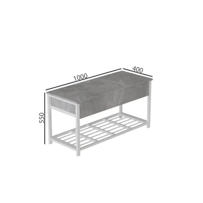 Банкетка с ящиком Ferrum-decor Дрейк 1 550x1000x400 металл Черный ДСП Бетон 16 мм (DRE0007)