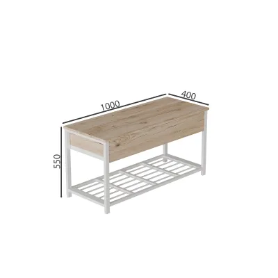 Банкетка с ящиком Ferrum-decor Дрейк 1 550x1000x400 металл Белый ДСП Дуб Сан-Марино 16 мм (DRE0009)