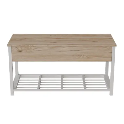 Банкетка с ящиком Ferrum-decor Дрейк 1 550x1000x400 металл Белый ДСП Дуб Сан-Марино 16 мм (DRE0009)