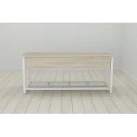 Банкетка із ящиком Ferrum-decor Дрейк 1 550x1000x400 метал Білий ДСП Сонома 16 мм (DRE0011)