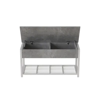 Банкетка із ящиком Ferrum-decor Дрейк 1 550x1000x400 метал Білий ДСП Бетон 16 мм (DRE0014)
