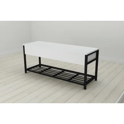 Банкетка з ящиком Ferrum-decor Дрейк 2 550x1200x400 метал Чорний ДСП Біле 16 мм (DRE0022)