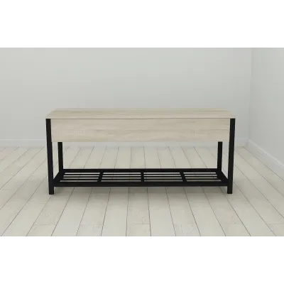 Банкетка с ящиком Ferrum-decor Дрейк 2 550x1200x400 металл Черный ДСП Сонома 16 мм (DRE0025) Банкетка с ящиком Ferrum-decor Дрейк 2 550x1200x400 металл Черный ДСП Сонома 16 мм (DRE0025)