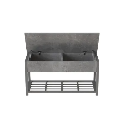 Банкетка з ящиком Ferrum-decor Дрейк 2 550x1200x400 метал Сірий ДСП Бетон 16 мм (DRE0042)
