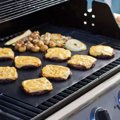 Комплект антипригарний килимок для BBQ Чорний та Лопатка з антипригарним покриттям Зелена (vol-1225)