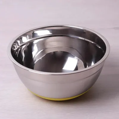 Миска Kamille d-22 x 10 см из нержавеющей стали с силиконовым дном КМ-4348