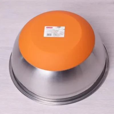 Миска сталева d 24 х 11 см із силіконовим дном помаранчева Kamille Labro KM-4349