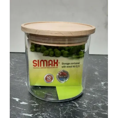 Банка для сипучих Simax 0,5 літра з дерев'яною кришкою 9,6 х 9,5 см 5162/LW