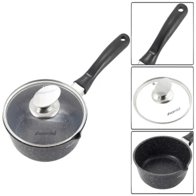Ковш с крышкой и мраморным покрытием из литого алюминия 16 х 8 см Kamille KM-4436