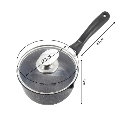 Ковш с крышкой и мраморным покрытием из литого алюминия 16 х 8 см Kamille KM-4436