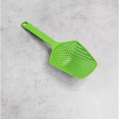 Ложка-друшляк пластикова 33 х 12 см зелена Kitchen 5873
