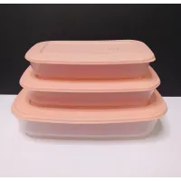 Набір прямокутних контейнерів для харчових продуктів 3 шт Альона персиковий 167020