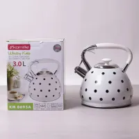 Чайник 3 л Kamille из нержавеющей стали со свистком и ручкой с покрытием soft-touch белый КМ-0695AN