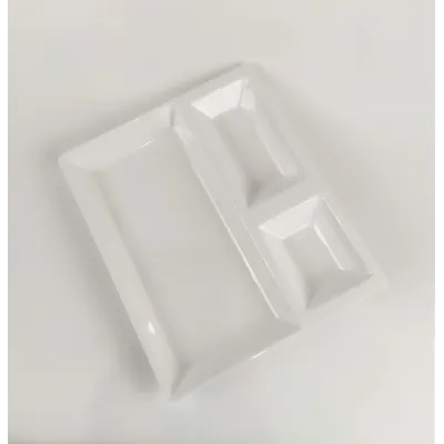 Блюдо для подачи из меламина трехсекционное One Chef 27×22,5×2,5 см Белое