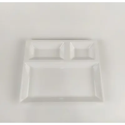 Блюдо для подачи из меламина трехсекционное One Chef 27×22,5×2,5 см Белое