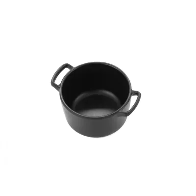 Кастрюлька из меламина круглая с двумя ручками One Chef 200 мл 123×90×57 мм Черная матовая