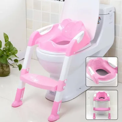 Накладка на унитаз с лесенкой 2 в 1 Baby Assistant DA6815 Розовый с белым Накладка на унитаз с лесенкой 2 в 1 Baby Assistant DA6815 Розовый с белым