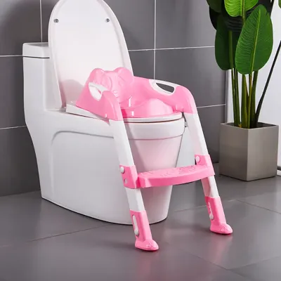 Накладка на унитаз с лесенкой 2 в 1 Baby Assistant DA6815 Розовый с белым Накладка на унитаз с лесенкой 2 в 1 Baby Assistant DA6815 Розовый с белым