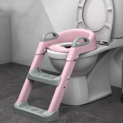 Накладка на унитаз с лесенкой Baby Assistant DA6900 Розово-серый Накладка на унитаз с лесенкой Baby Assistant DA6900 Розово-серый