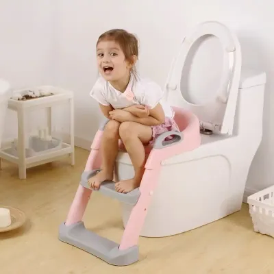 Накладка на унитаз с лесенкой Baby Assistant DA6900 Розово-серый Накладка на унитаз с лесенкой Baby Assistant DA6900 Розово-серый