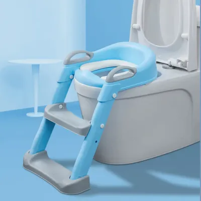 Накладка на унитаз с лесенкой Baby Assistant DA6901 Голубо-серый
