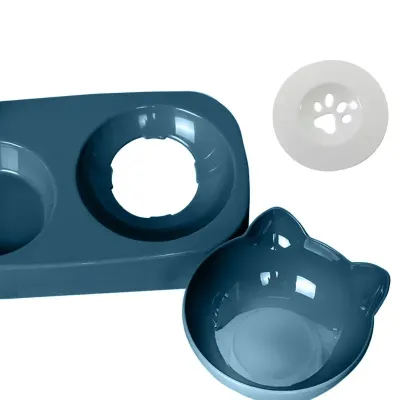 Миска для котов с автоматической поилкой Taotaopets 119906 двойная 22х28.2х14.5 см Indigo
