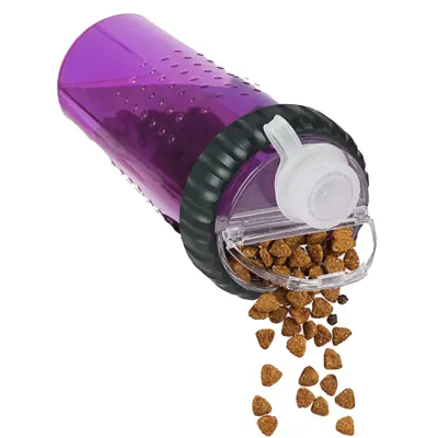 Бутылка с двумя секциями Dexas Pet Meal для воды и корма 720 мл со складной миской 240 мл Фиолетовый Бутылка с двумя секциями Dexas Pet Meal для воды и корма 720 мл со складной миской 240 мл Фиолетовый