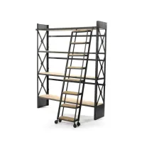 Стелаж для книг зі сходами у стилі Loft NS-1640 2130x1700x400 мм Черный Стелаж для книг зі сходами у стилі Loft NS-1640 2130x1700x400 мм Черный