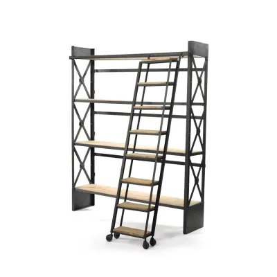Стелаж для книг зі сходами у стилі Loft NS-1640 2130x1700x400 мм Черный Стелаж для книг зі сходами у стилі Loft NS-1640 2130x1700x400 мм Черный