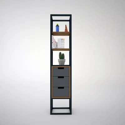 Стеллаж для хранения в стиле Loft NS-1646 1930x400x350 мм Черный