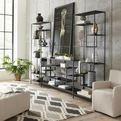 Стеллаж для хранения в стиле Loft NS-1672 2030x800x350 мм Черный Стеллаж для хранения в стиле Loft NS-1672 2030x800x350 мм Черный