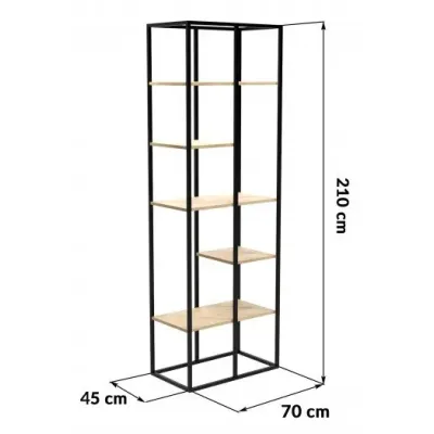 Стеллаж для хранения в стиле Loft NS-1721 2130x700x450 мм Черный