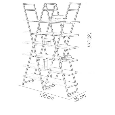 Стеллаж для хранения в стиле Loft NS-1729 1830x1300x350 мм Черный