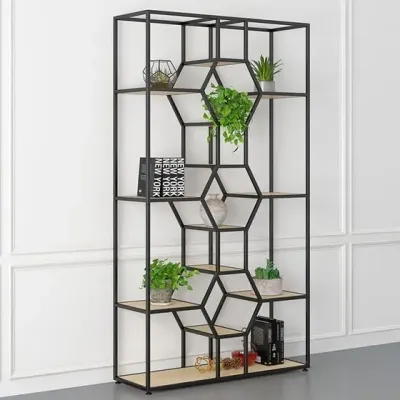 Стеллаж для хранения в стиле Loft NS-1744 2030x1200x300 мм Черный