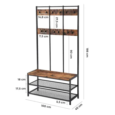 Стійка для одягу в стилі Loft NS-1994 1890x1000x400 мм Черный