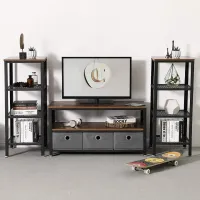 Комплект тумба для TV + 2 консоли в стиле Loft Черный NS-317 1230x1400x300 мм