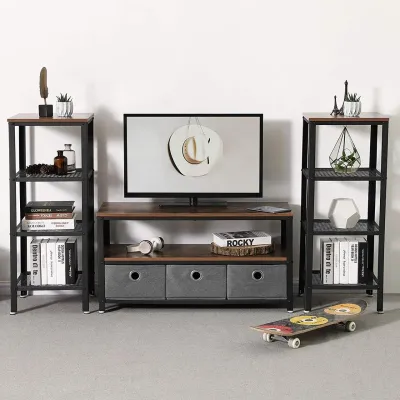 Комплект тумба для TV + 2 консолі у стилі Loft Чорний NS-317 1230x1400x300 мм