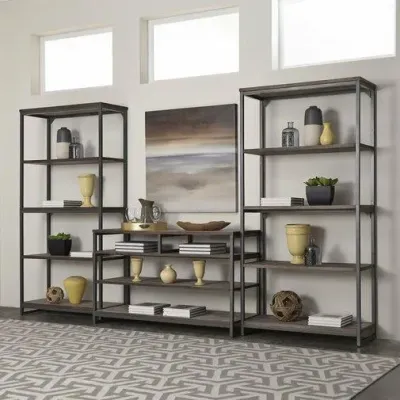 Консоль-Стеллаж для дома в стиле Loft NS-454 1930x2000x300 мм Черный