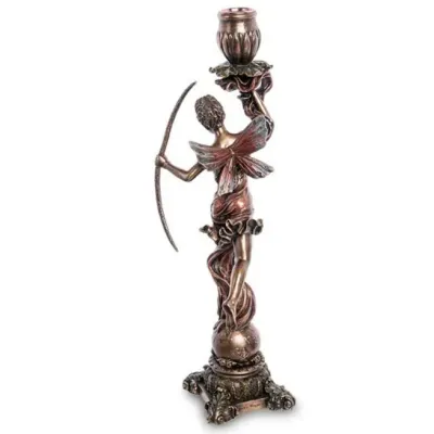 Декоративная статуэтка подсвечник Диана-богиня охоты Veronese AL32532