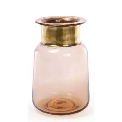 Ваза настольная для цветов Ancient Glass настольная диаметр 13х20 см, янтарное стекло Bona DP41694
