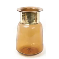 Ваза настольная для цветов Ancient Glass настольная диаметр 16.5х27 см, янтарное стекло Bona DP41695