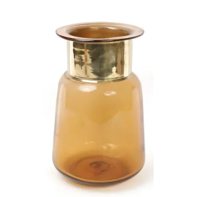Ваза настольная для цветов Ancient Glass настольная диаметр 16.5х27 см, янтарное стекло Bona DP41695