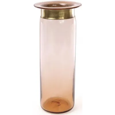 Ваза настольная для цветов Ancient Glass настольная диаметр 12х34 см, янтарное стекло Bona DP41696