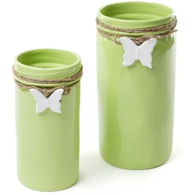 Ваза настільна для квітів Flowers Garden Метелик 26 см ceramic, зелений Bona DP41722