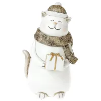Статуетка Котик із подарунком 22 см, золото Bona DP42238
