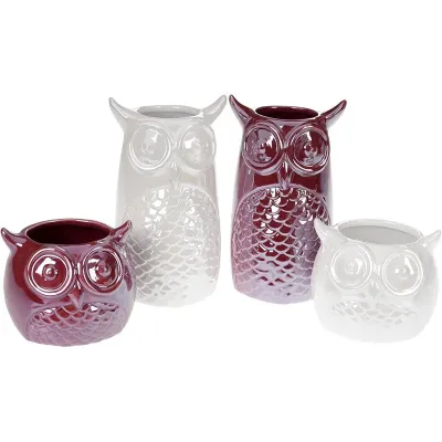 Кількість: Ваза ceramic Сова 19см, перловий бордовий Bona DP67957 Кількість: Ваза ceramic Сова 19см, перловий бордовий Bona DP67957