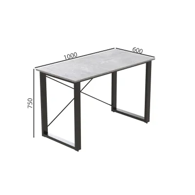 Письменный стол Ferrum-decor Драйв 750x1000x600 Черный металл ДСП Бетон 16 мм (DRA007)