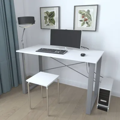 Письмовий стіл Ferrum-decor Драйв 750x1000x700 Сірий метал ДСП Білий 16 мм (DRA071)